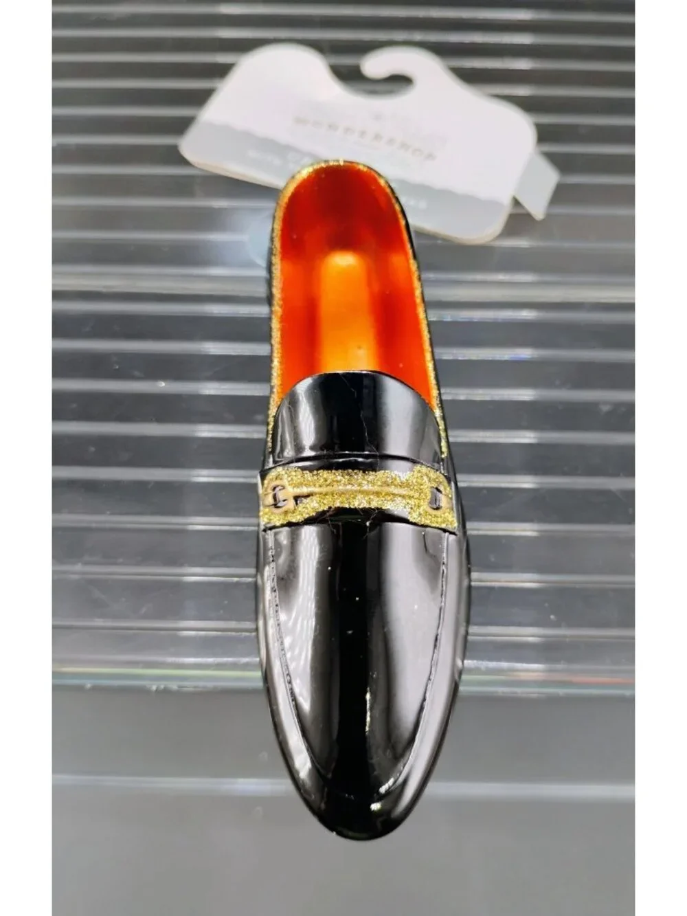Black & Gold Wondershop Ornament Decorative Loafer Shoe Design